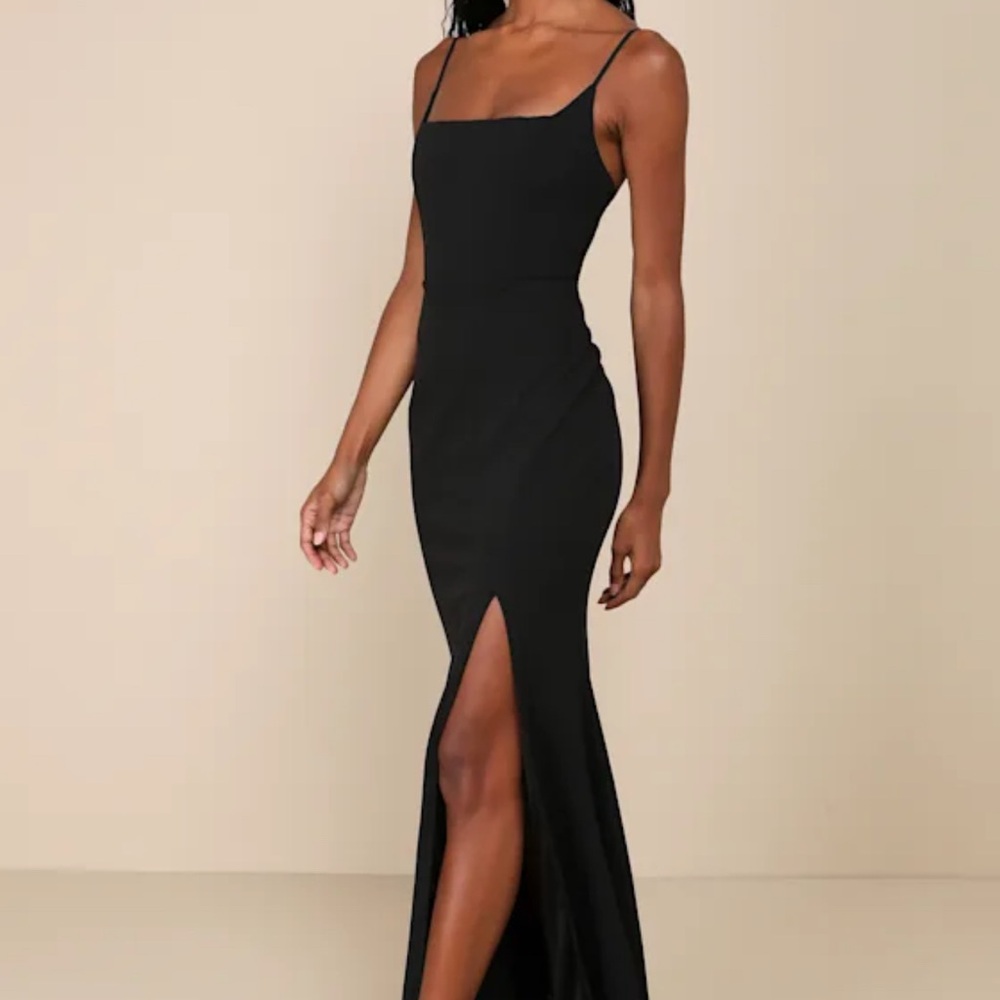Lulu's Classic Black Spaghetti Strap Maxi Dress